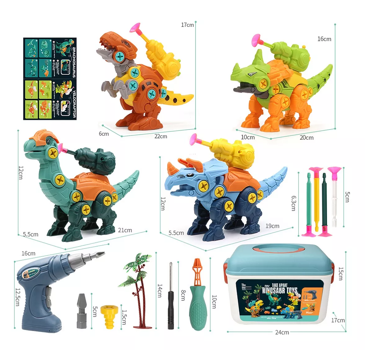 Foto 2 | Montaje Juguete Conjunto De Dinosaurio Color