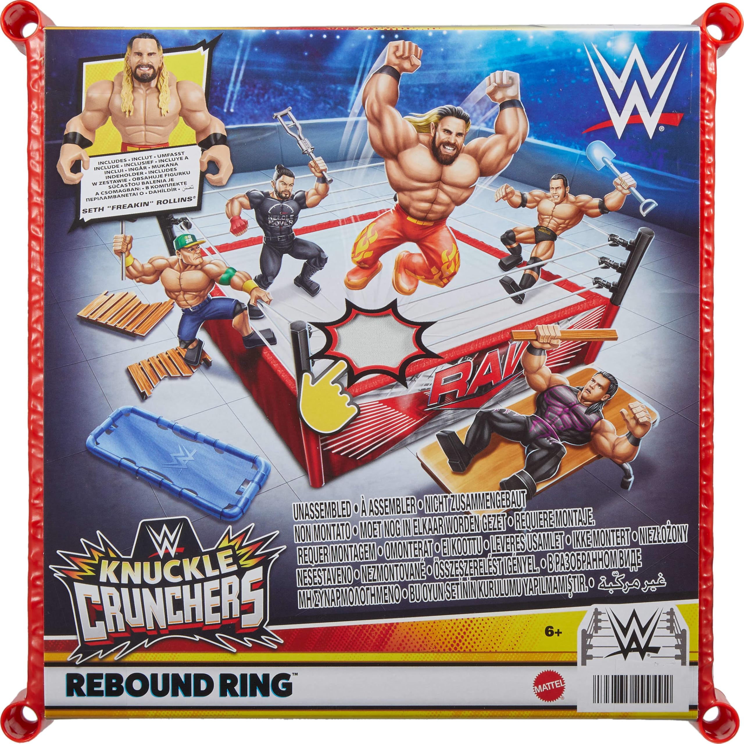 Foto 6 | Anillo De Rebote Playset Mattel Wwe Knuckle Crunchers Con Figura - Venta Internacional.