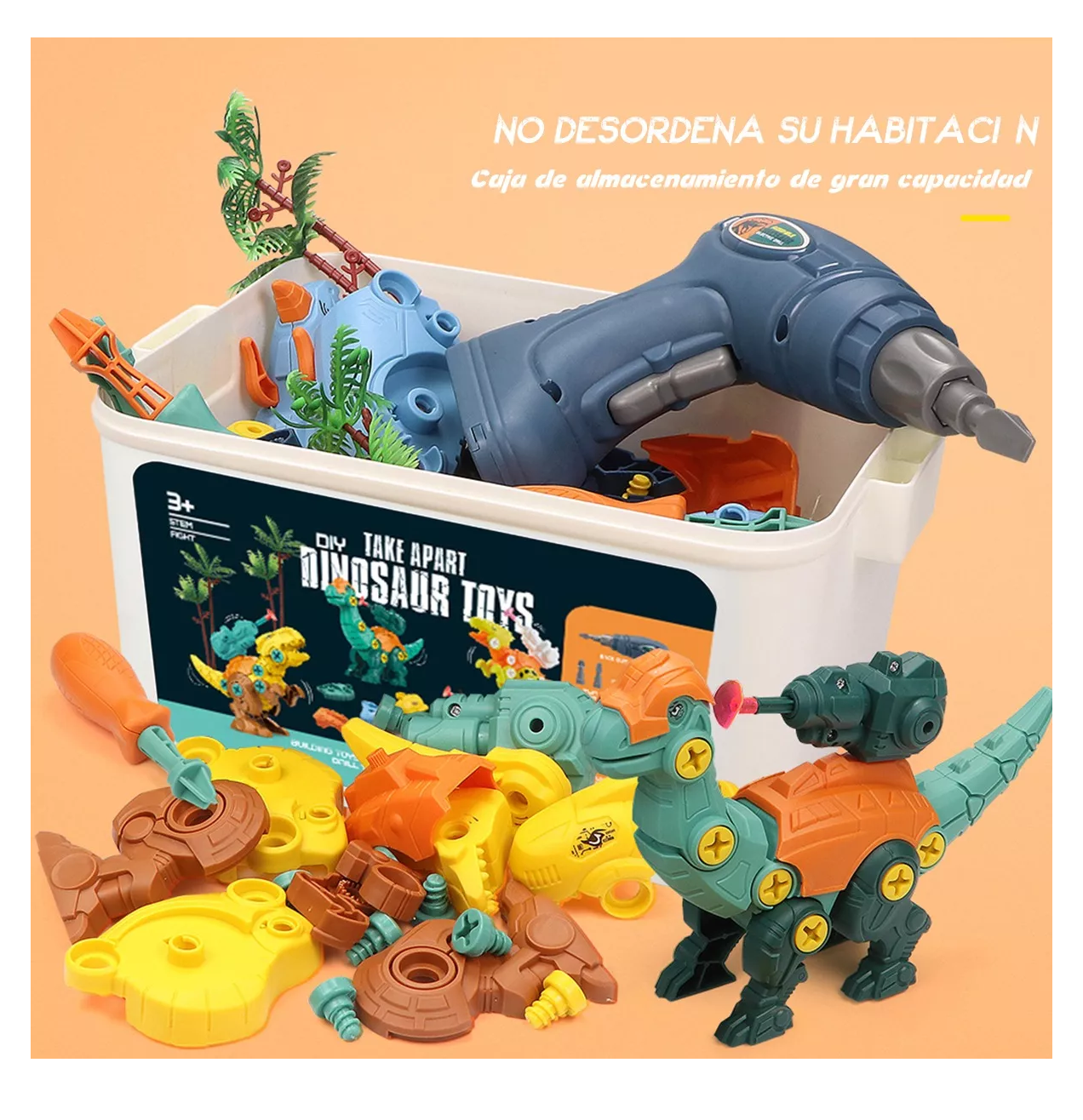 Foto 6 pulgar | Juego de Dinosaurios para Niños con Taladro y Ventosas