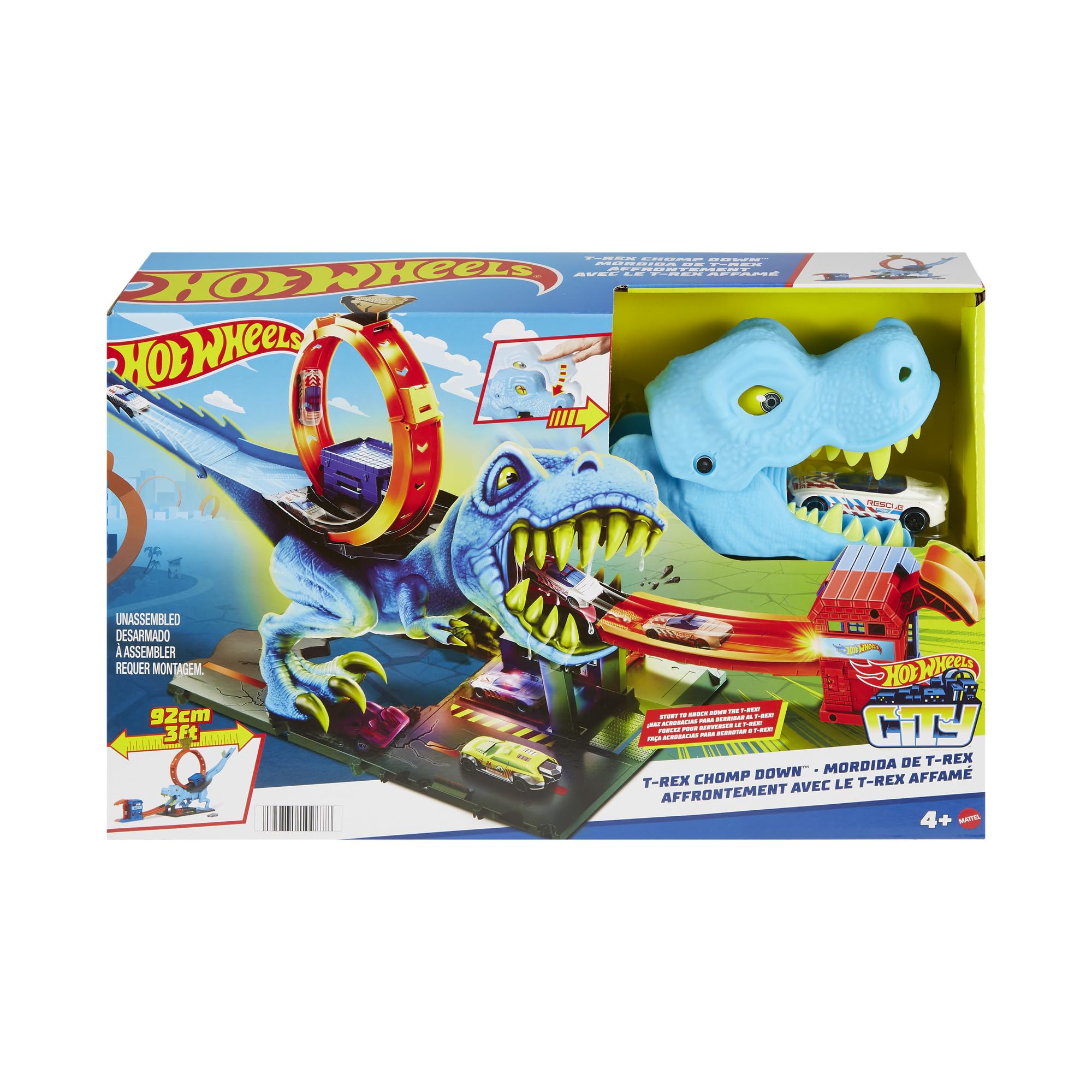 Foto 6 pulgar | Set De Atletismo Hot Wheels City Con 1 Coche De Juguete T-rex Loop Stunt - Venta Internacional.