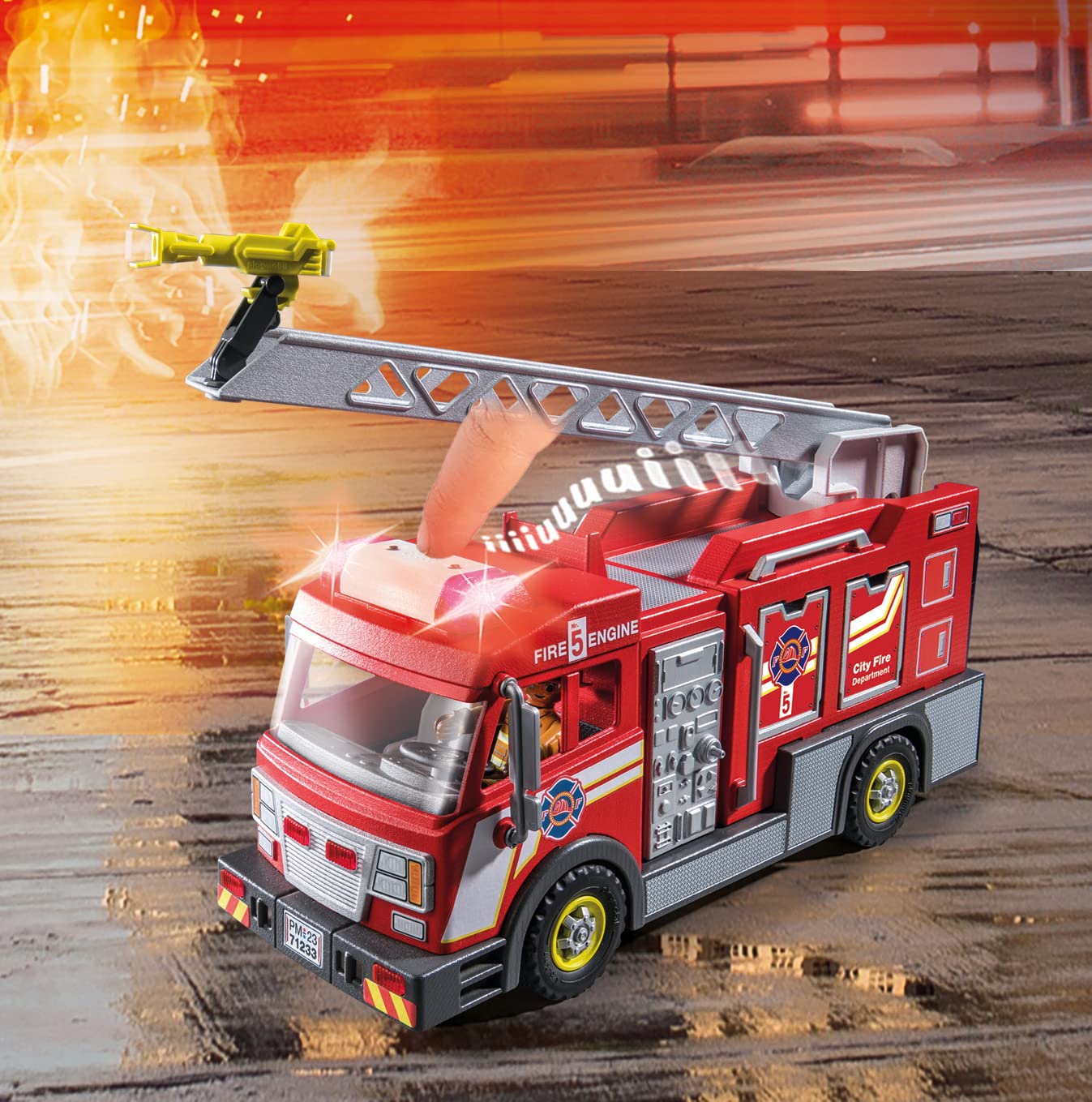 Foto 5 | Camión De Bomberos Playmobil Con Accesorios Y 2 Figuras - Venta Internacional.