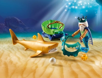 Foto 2 | Juguete Playmobil Mermaid King Of The Sea Con Carruaje De Tiburones - Venta Internacional.