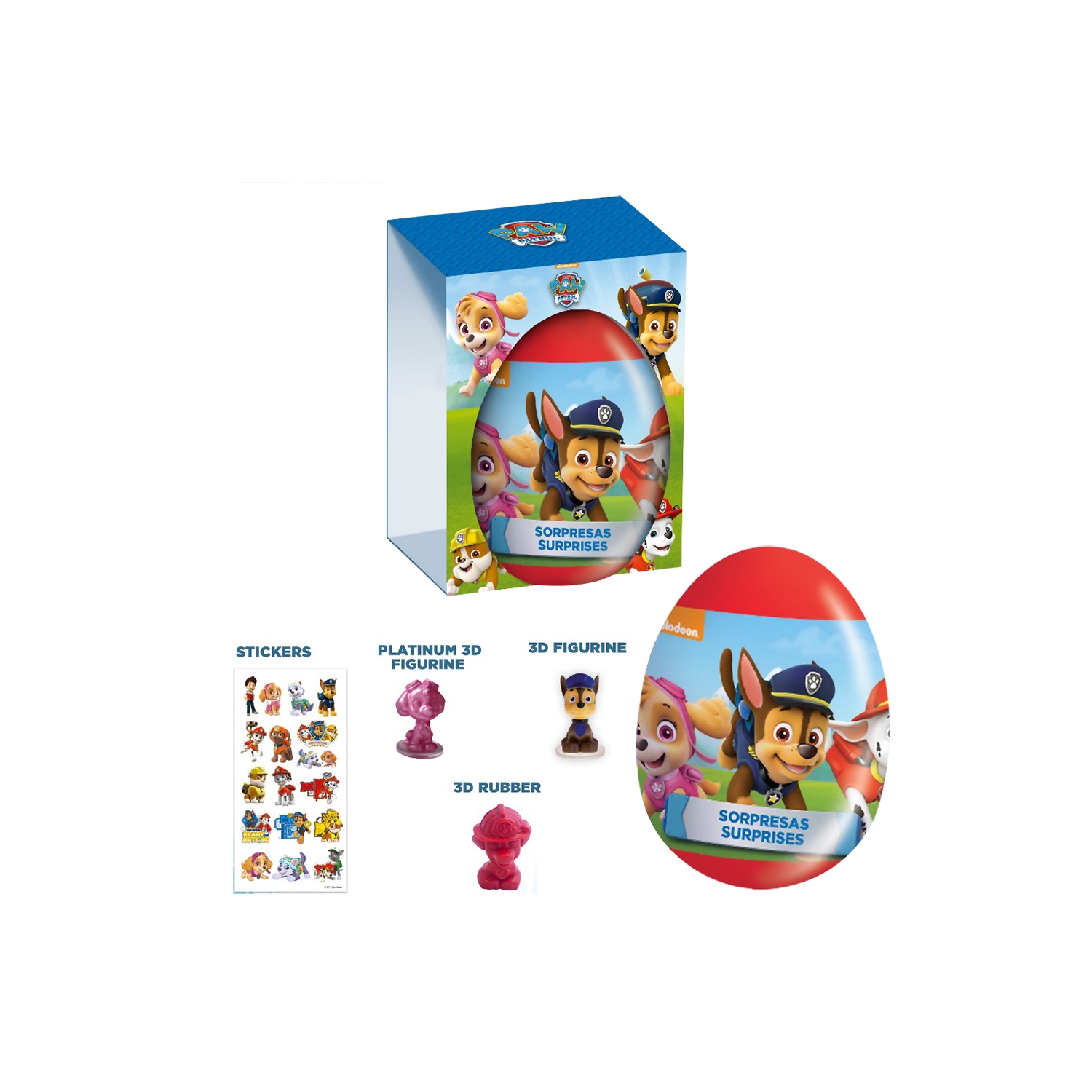 Surprise Egg Brickell Paw Patrol Con 3 Juguetes Y 100 Pegatinas - Venta Internacional.