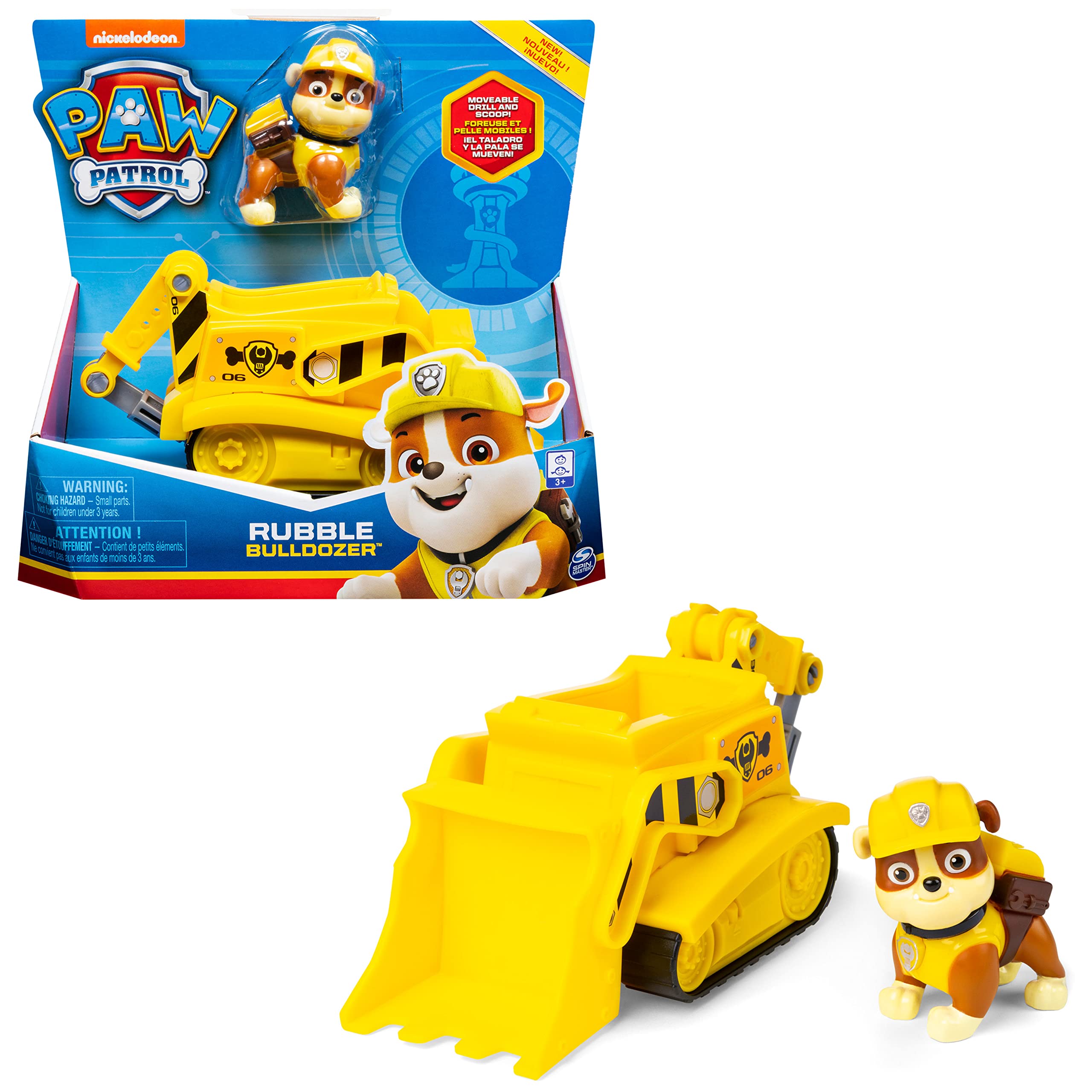 Vehículo De Juguete Paw Patrol Rubble's Bulldozer Con Figura De Más De 3 Años - Venta Internacional.