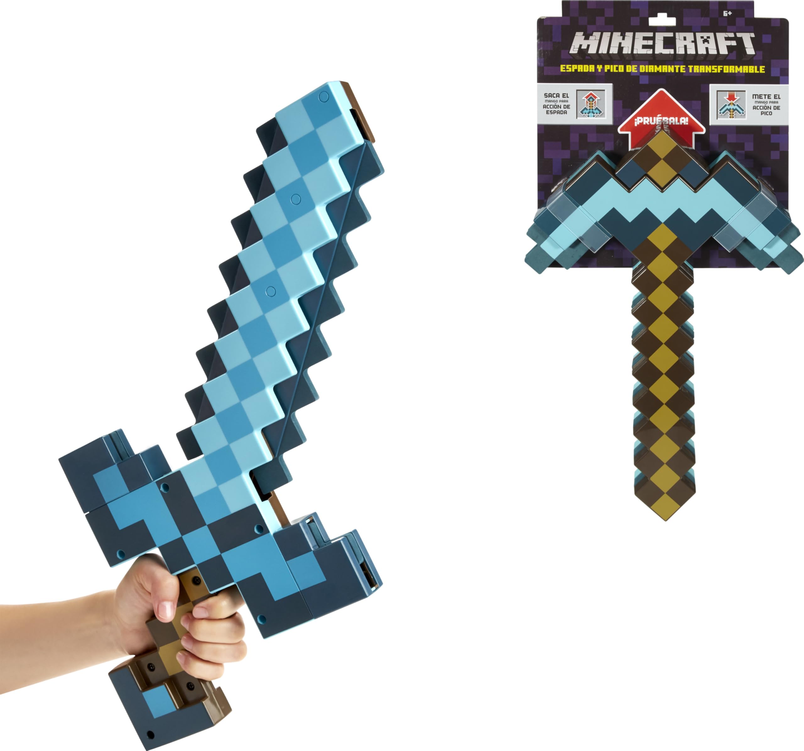 Accesorio De Juguete Mattel Minecraft Transforming Diamond Espada Y Pico 2 En 1, Tamaño Infantil - Venta Internacional.