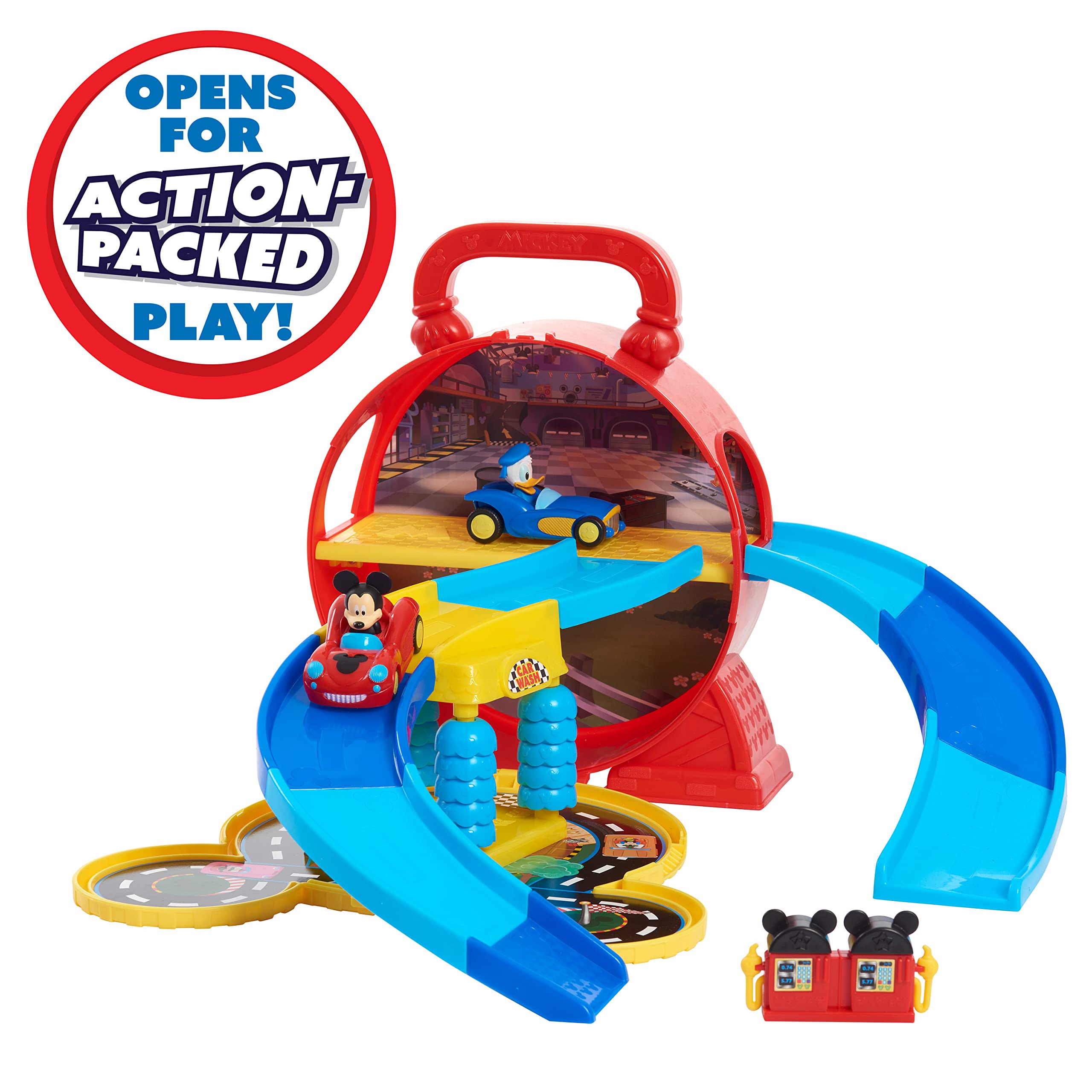 Foto 5 pulgar | Playset Disney Junior De Mickey Mouse Stow 'n Go Garage Con 2 Coches - Venta Internacional.