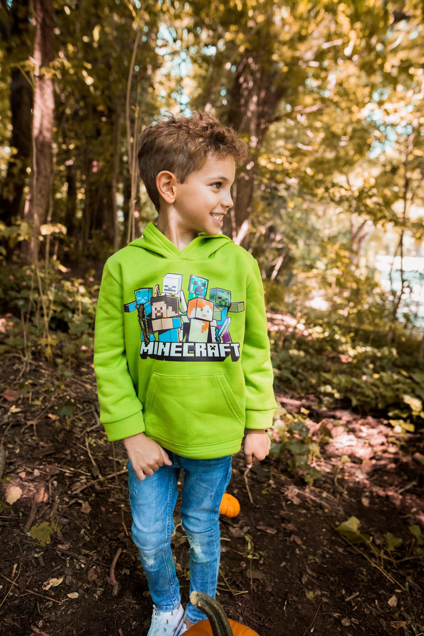 Foto 4 pulgar | Sudadera Con Capucha Minecraft Mobs Alex Steve Para Niños Verdes De 7 A 8 Años - Venta Internacional.