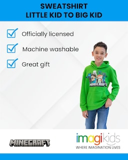 Foto 4 | Sudadera Con Capucha Minecraft Mobs Alex Steve Para Niños Verdes De 7 A 8 Años - Venta Internacional.