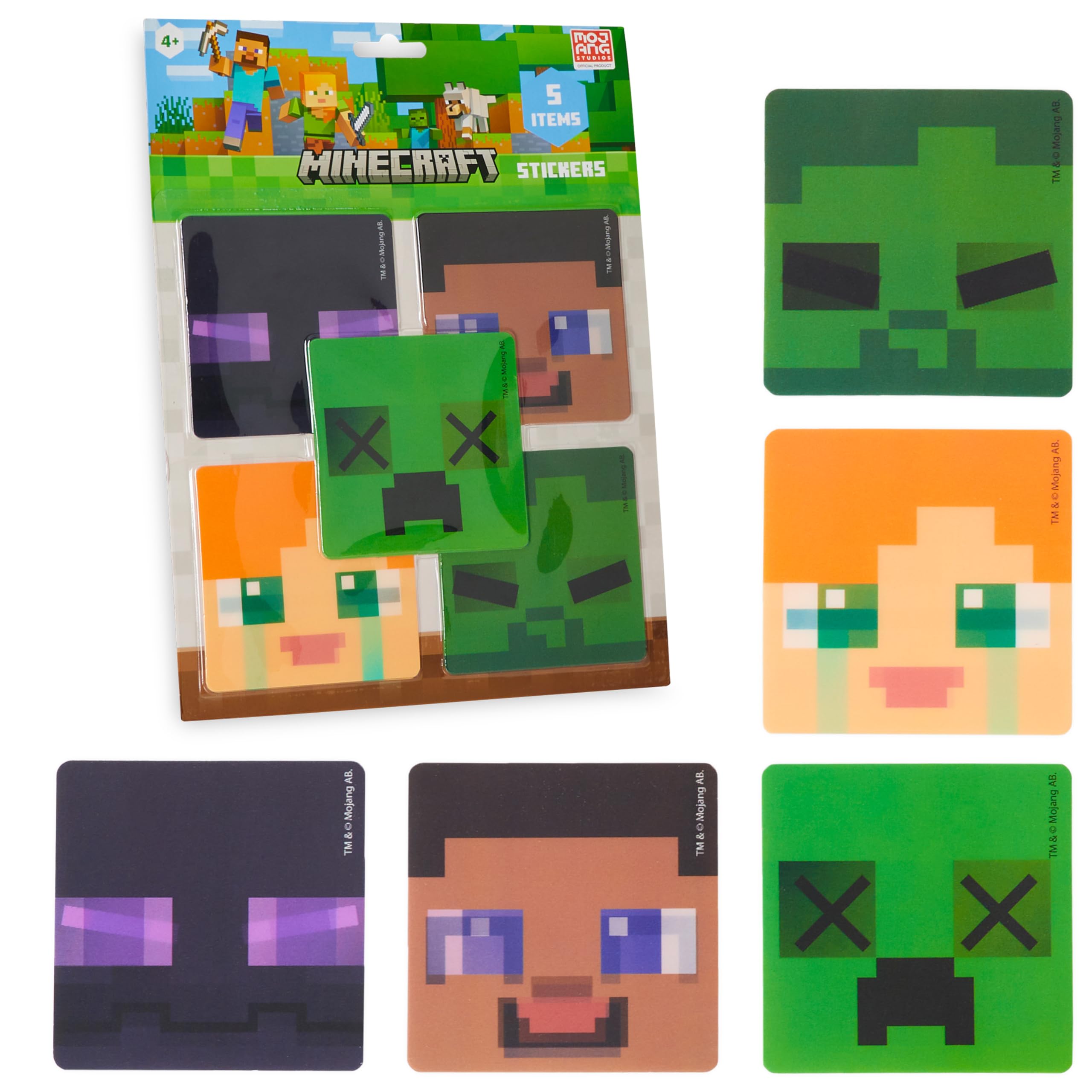 Foto 2 pulgar | Pegatinas Minecraft 3d Para Niños, Paquete De 5, Con Licencia Oficial - Venta Internacional.