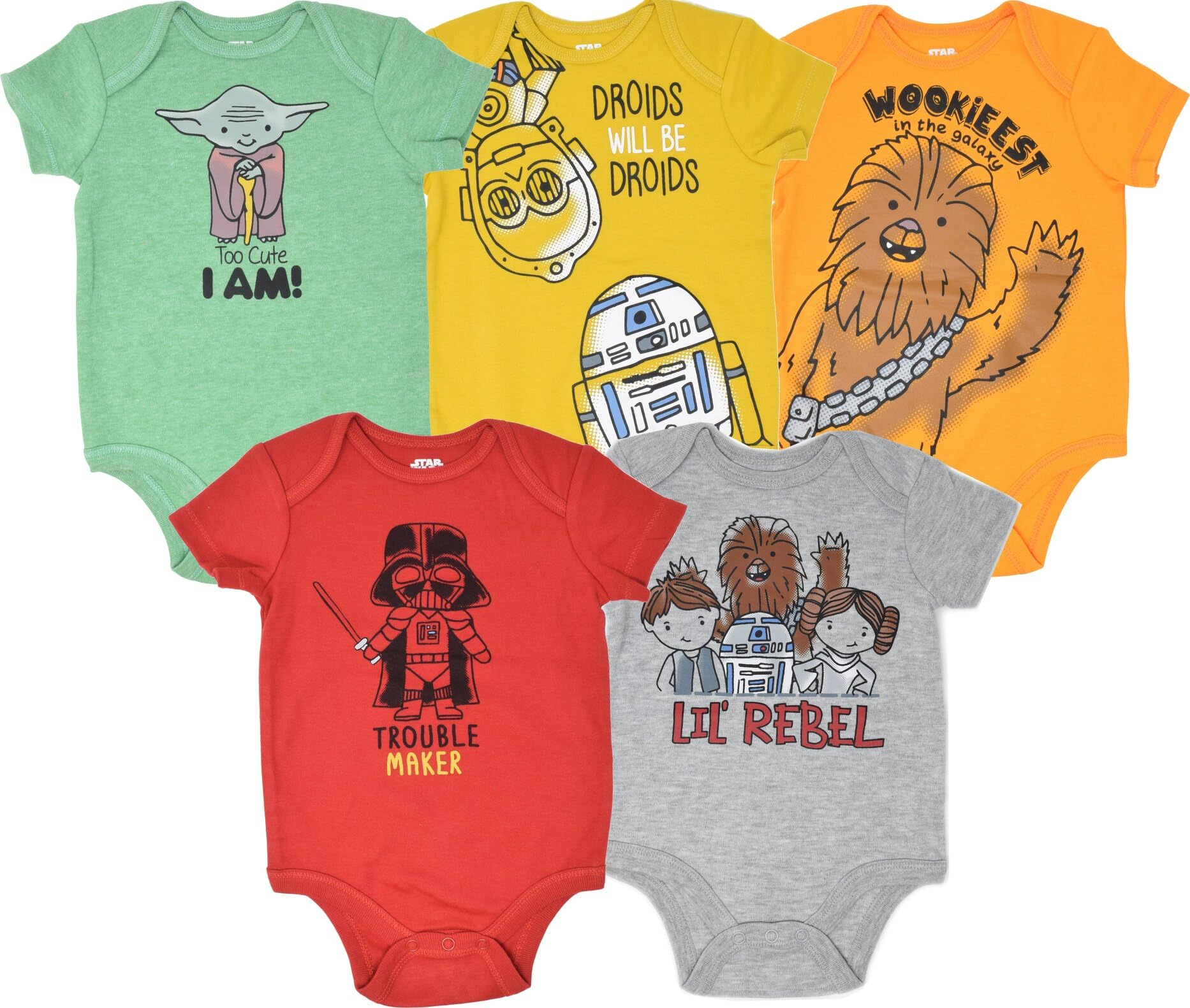 Body Star Wars Para Bebés Y Niños, Paquete De 5, 6 A 9 Meses, Princesa Leia - Venta Internacional.