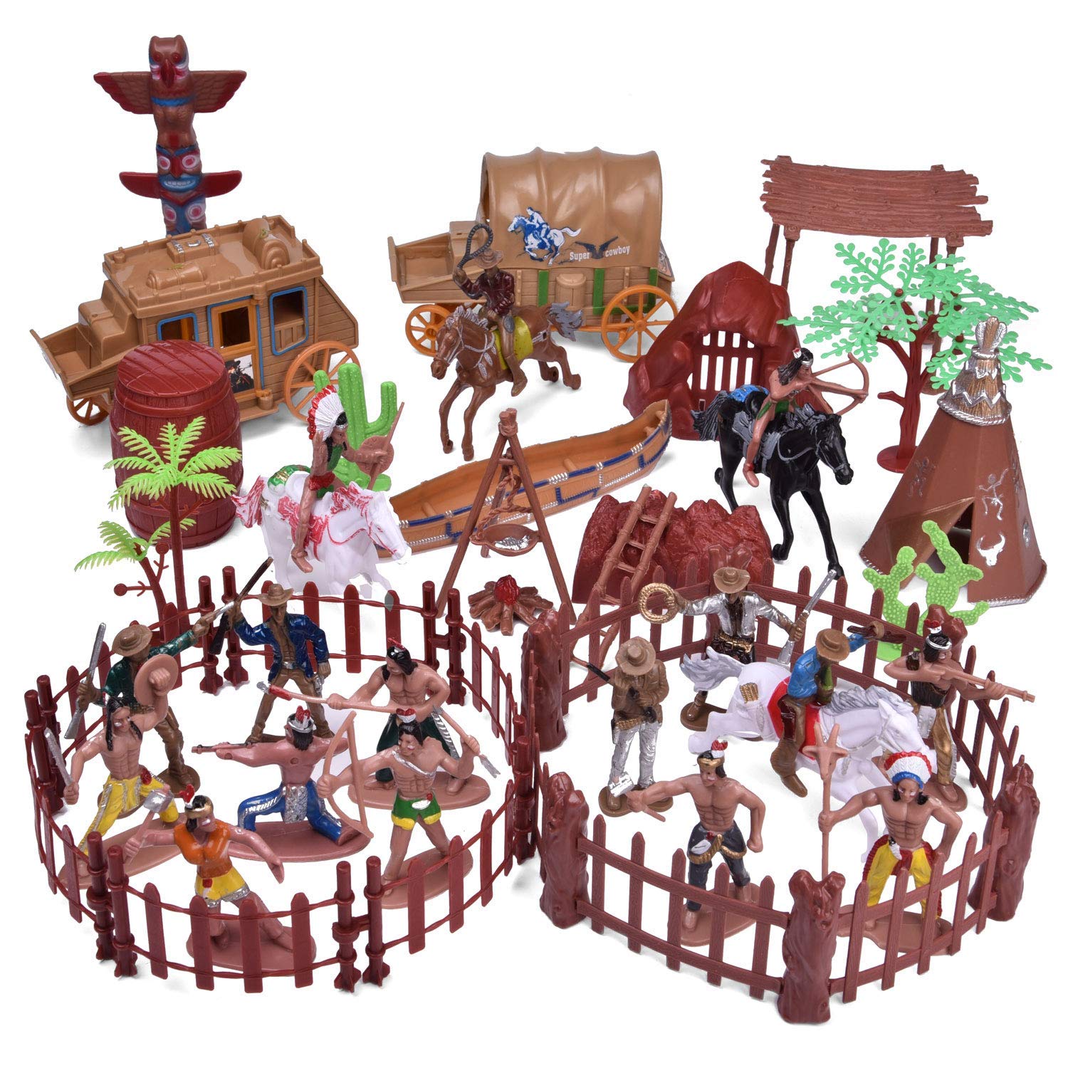 Set De Juego Fun Little Toys Wild West Cowboys & Indians 61 Piezas - Venta Internacional.
