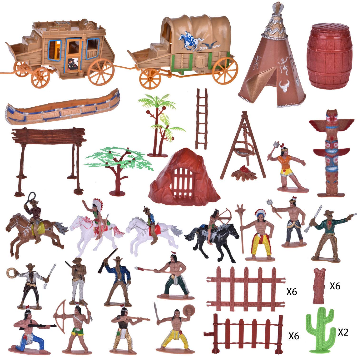 Foto 3 pulgar | Set De Juego Fun Little Toys Wild West Cowboys & Indians 61 Piezas - Venta Internacional.
