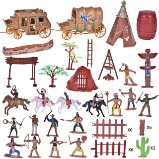 Foto 2 | Set De Juego Fun Little Toys Wild West Cowboys & Indians 61 Piezas - Venta Internacional.