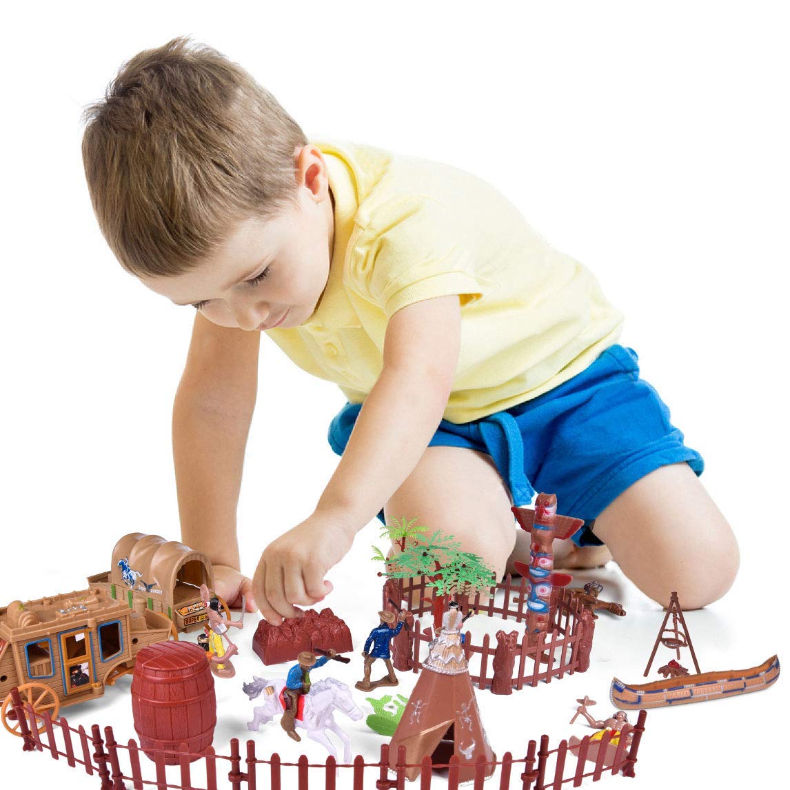 Foto 5 | Set De Juego Fun Little Toys Wild West Cowboys & Indians 61 Piezas - Venta Internacional.
