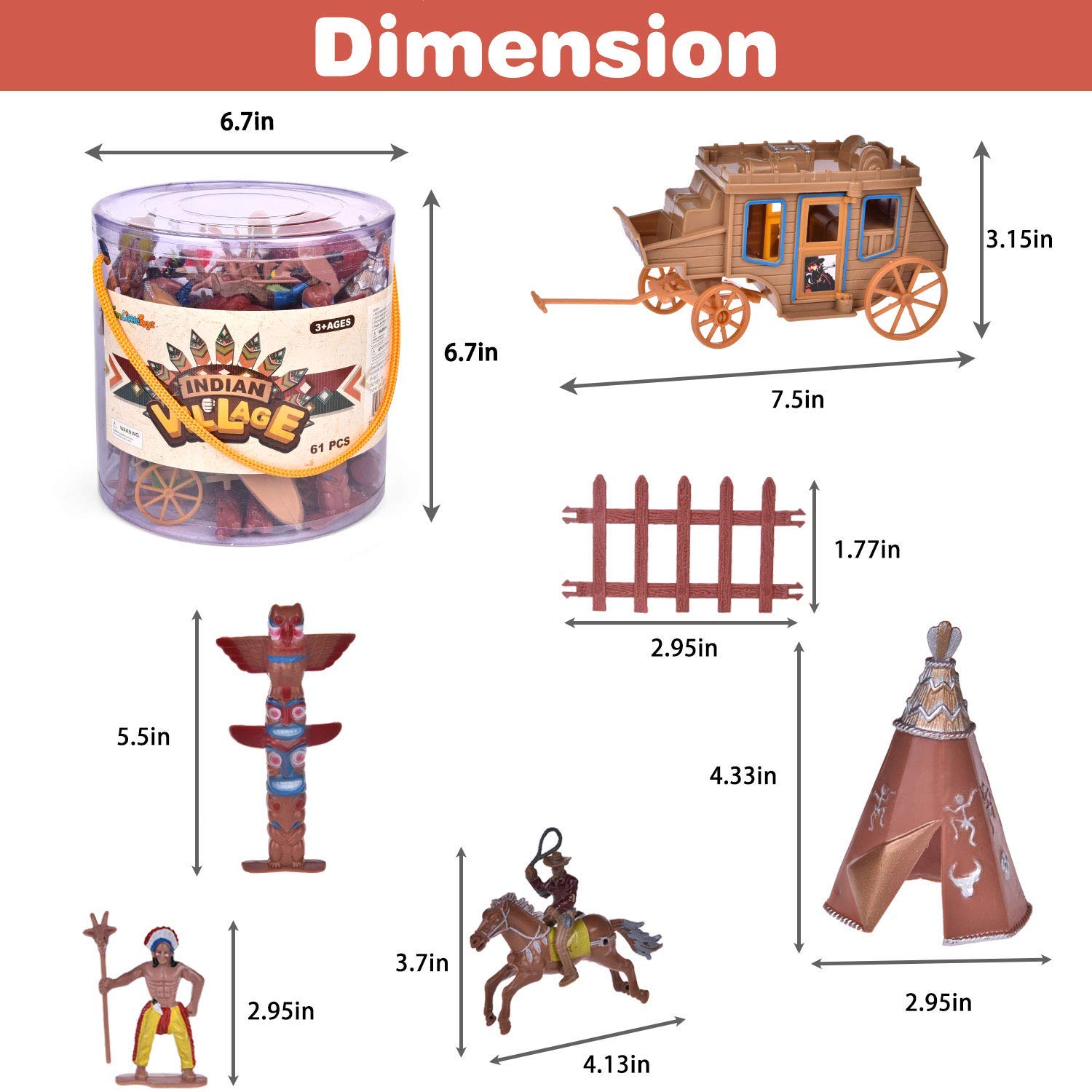Foto 6 | Set De Juego Fun Little Toys Wild West Cowboys & Indians 61 Piezas - Venta Internacional.