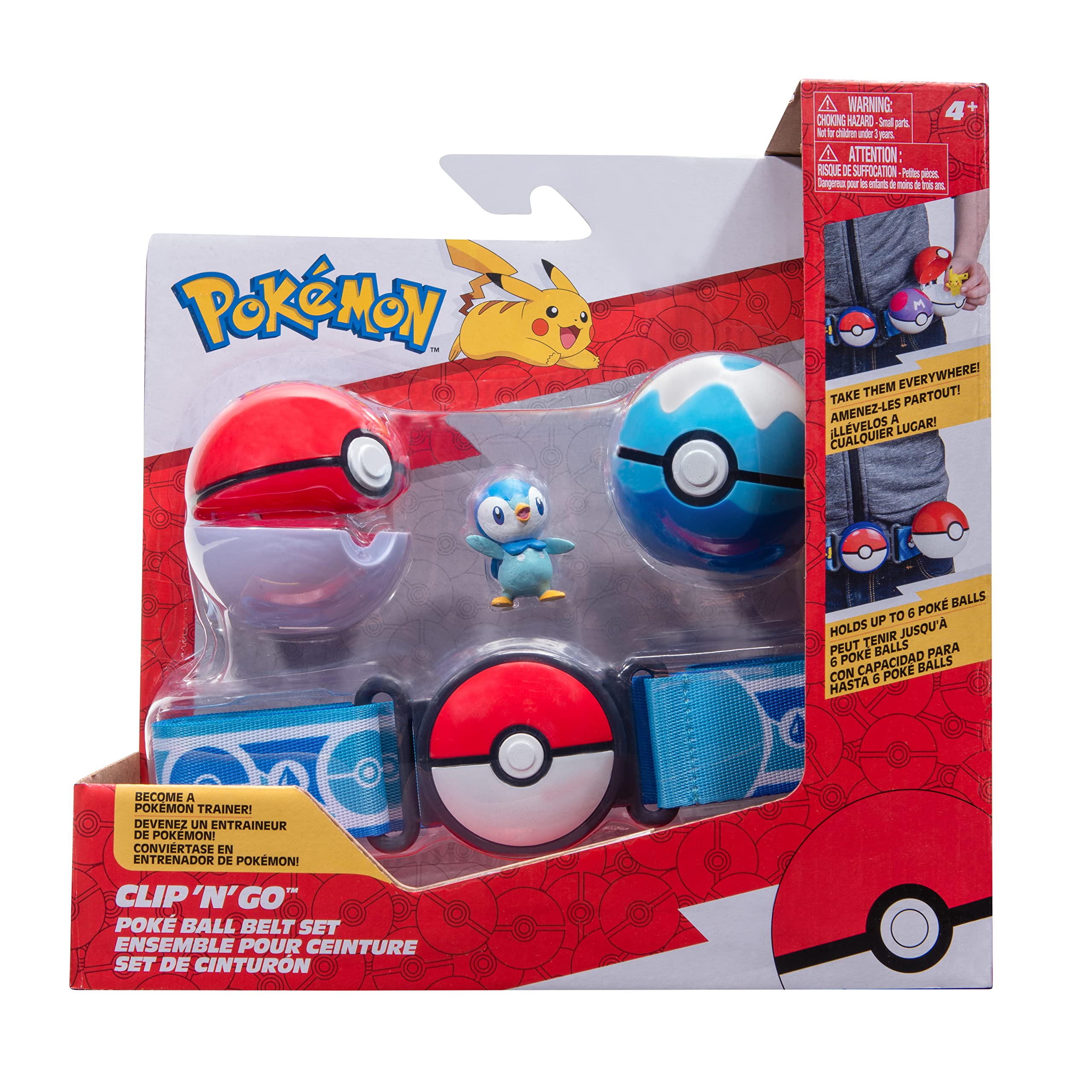 Foto 6 | Set De Cinturones Pokémon Clip 'n' Go Para Poke Ball Y Dive Ball Con Piplup - Venta Internacional.