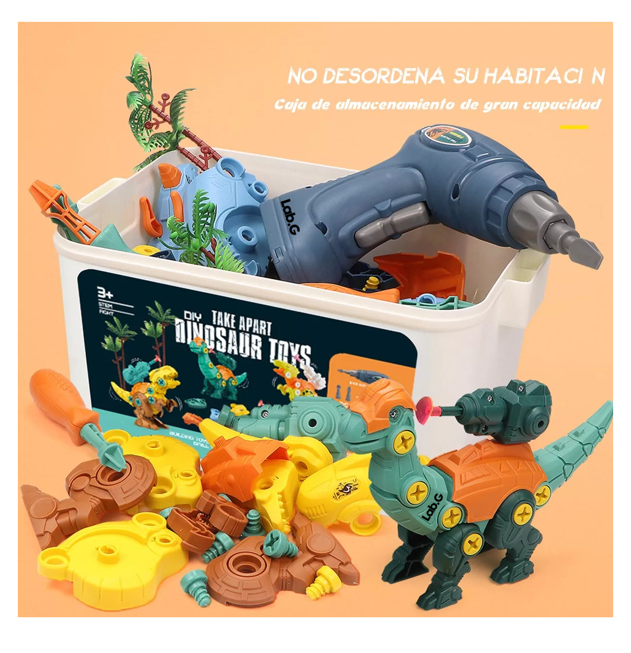 Foto 5 | Montaje Juguete Conjunto De Dinosaurio Lab.g Multicolor