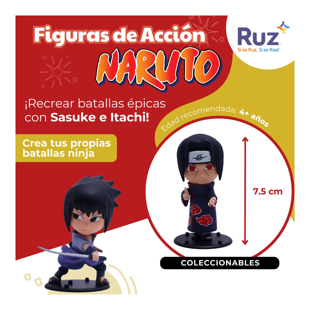Foto 3 | Figuras De Acción Ruz Naruto Shippuden Sasuke Itachi 8 Cm Negro