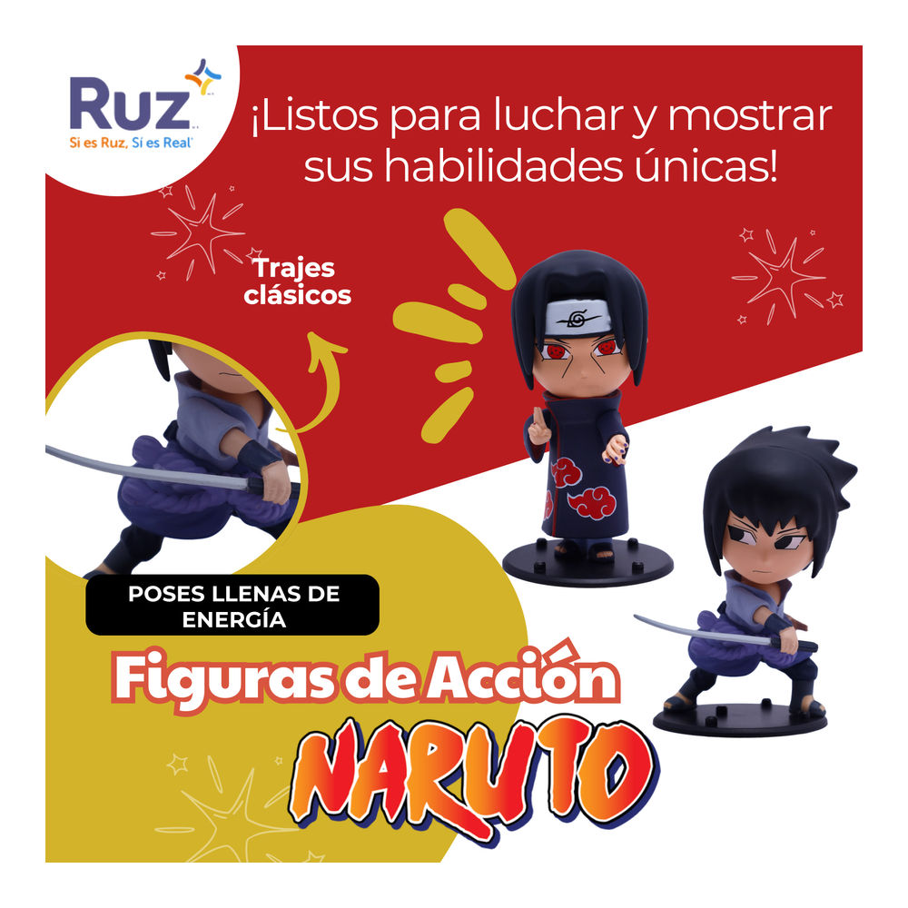 Foto 4 | Figuras De Acción Ruz Naruto Shippuden Sasuke Itachi 8 Cm Negro