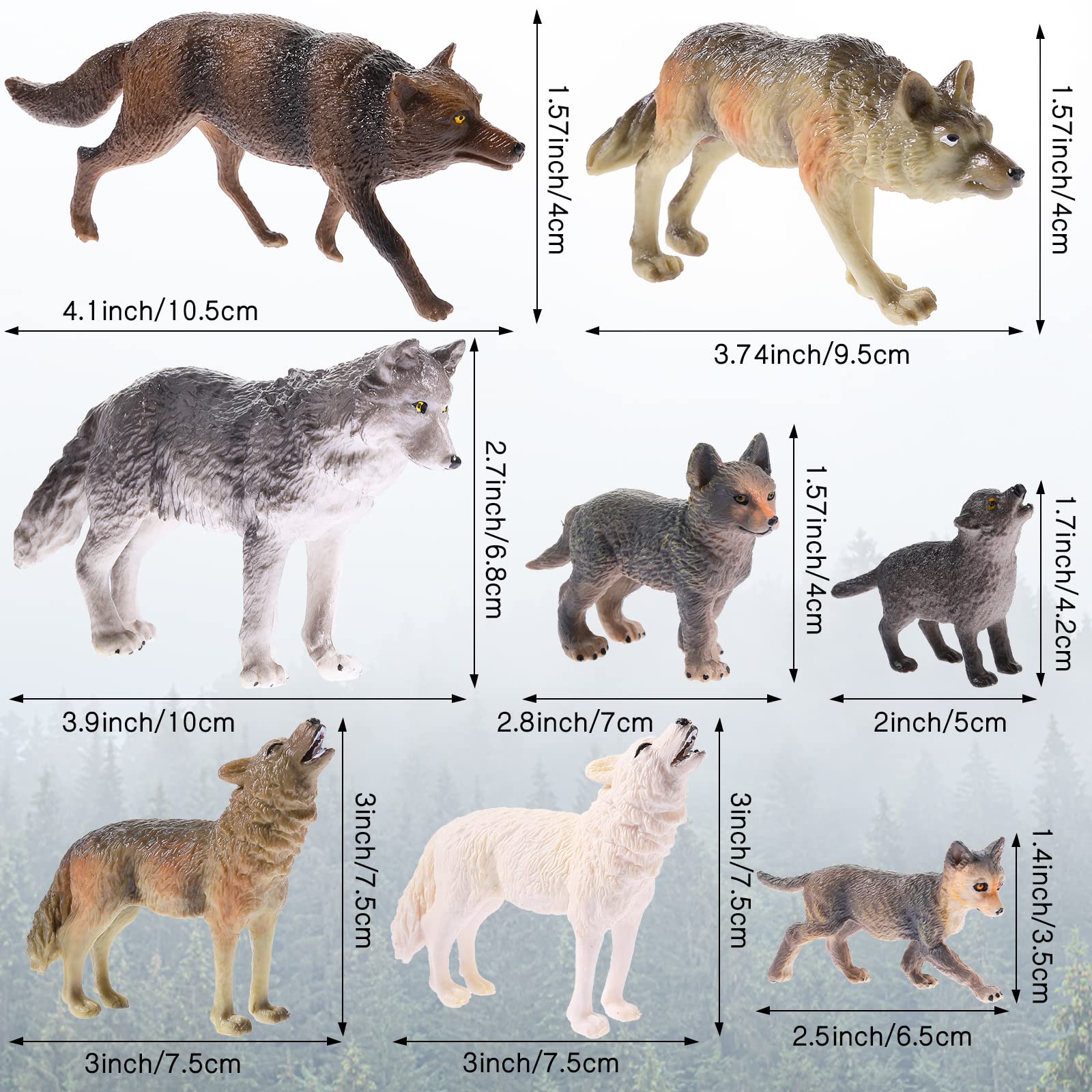 Foto 4 pulgar | Set De Figuras De Juguete Skylety Woodland Wolf Con 8 Lobos Y 8 Árboles - Venta Internacional.