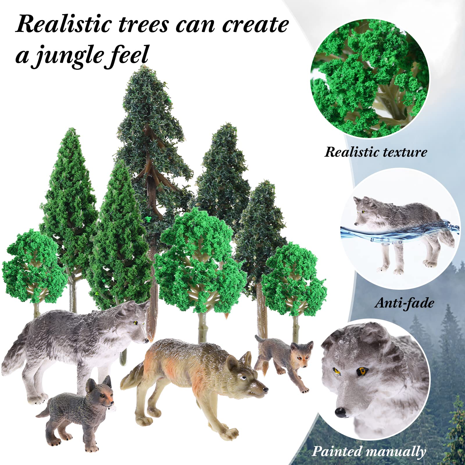 Foto 4 | Set De Figuras De Juguete Skylety Woodland Wolf Con 8 Lobos Y 8 Árboles - Venta Internacional.