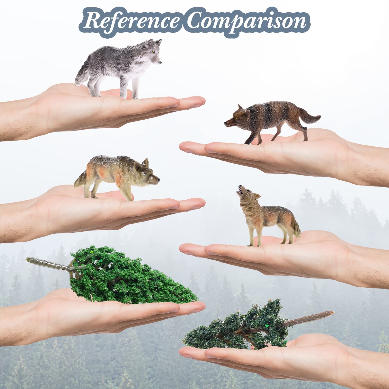 Foto 7 | Set De Figuras De Juguete Skylety Woodland Wolf Con 8 Lobos Y 8 Árboles - Venta Internacional.