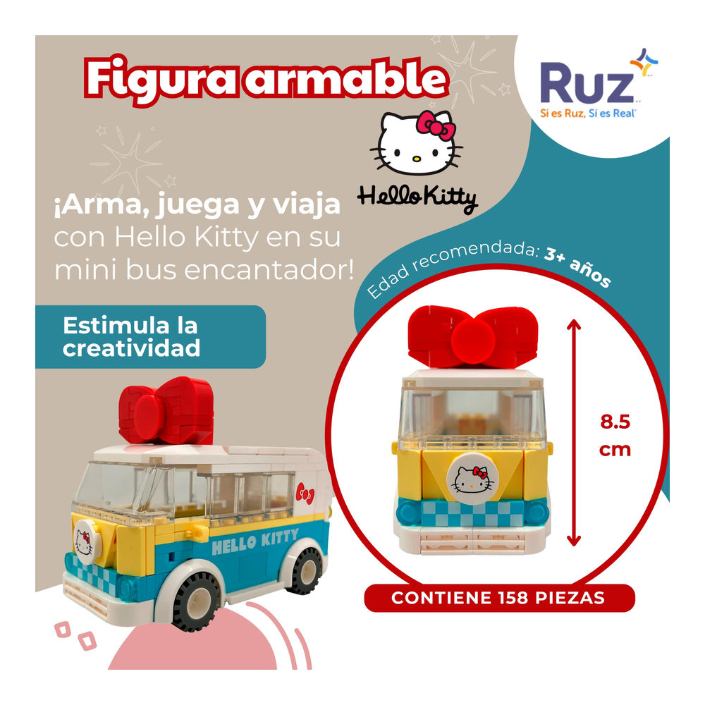 Foto 3 | Figura Armable Ruz Sanrio Mini Bus 8 Cm Multicolor