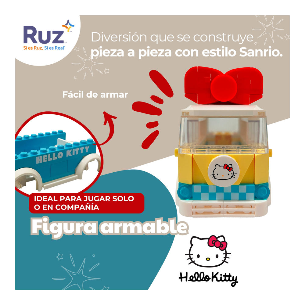 Foto 4 | Figura Armable Ruz Sanrio Mini Bus 8 Cm Multicolor