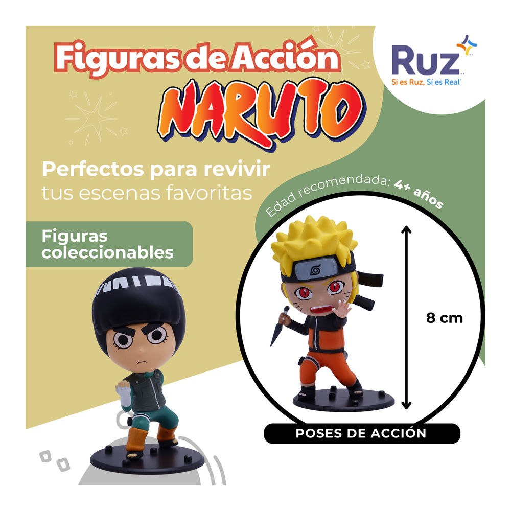 Foto 4 pulgar | Figuras De Acción Ruz Naruto Shippuden Naruto Rock Lee 8 Cm Naranja