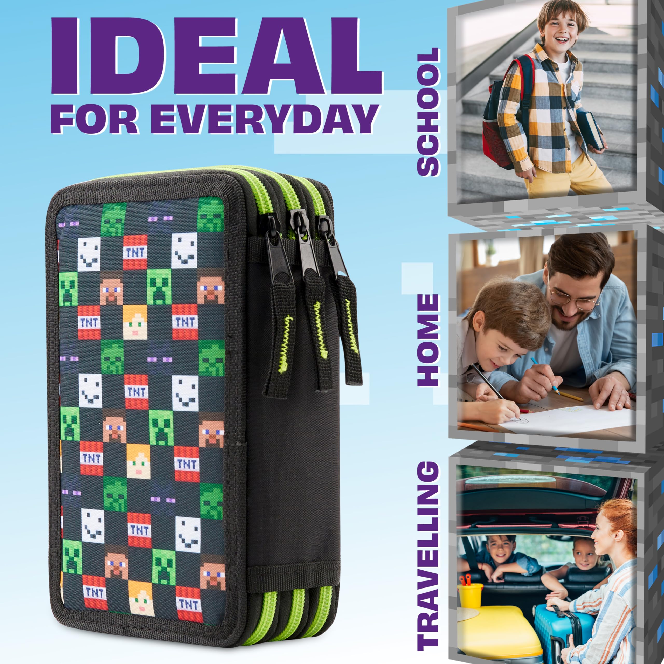 Foto 4 | Estuche Para Lápices Con Relleno De Minecraft Y Papelería Para Niños, Color Negro - Venta Internacional.