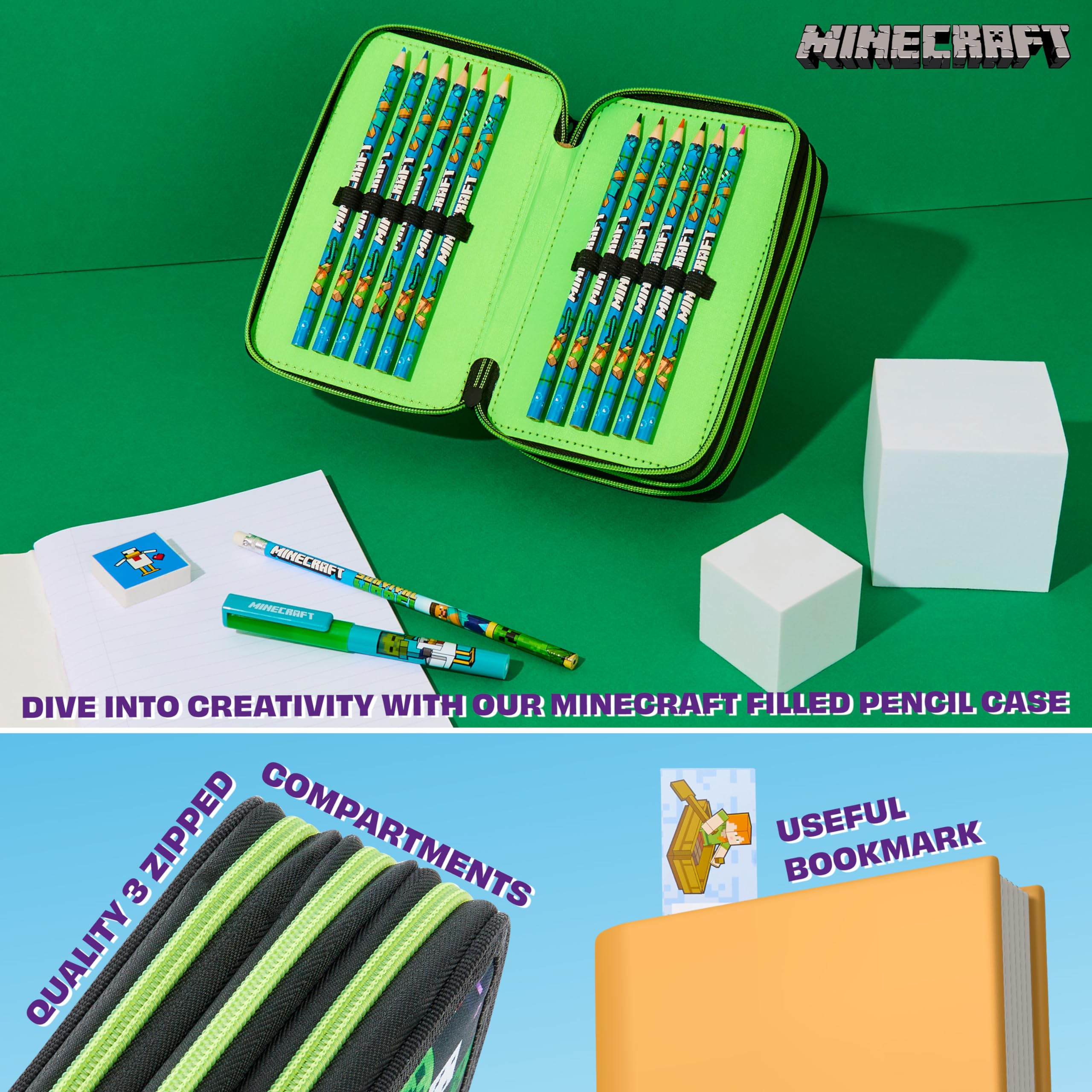 Foto 6 pulgar | Estuche Para Lápices Con Relleno De Minecraft Y Papelería Para Niños, Color Negro - Venta Internacional.