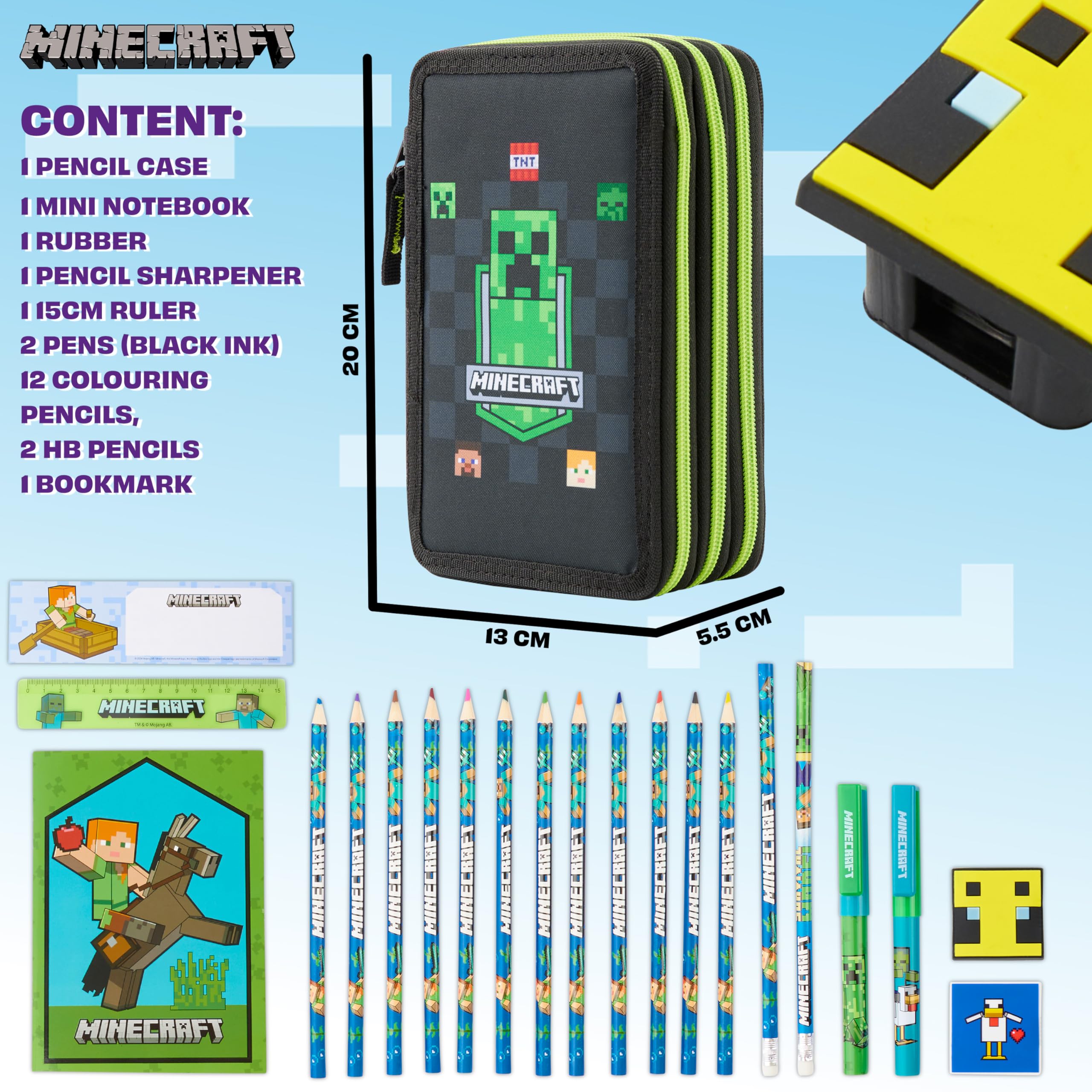 Foto 6 | Estuche Para Lápices Con Relleno De Minecraft Y Papelería Para Niños, Color Negro - Venta Internacional.