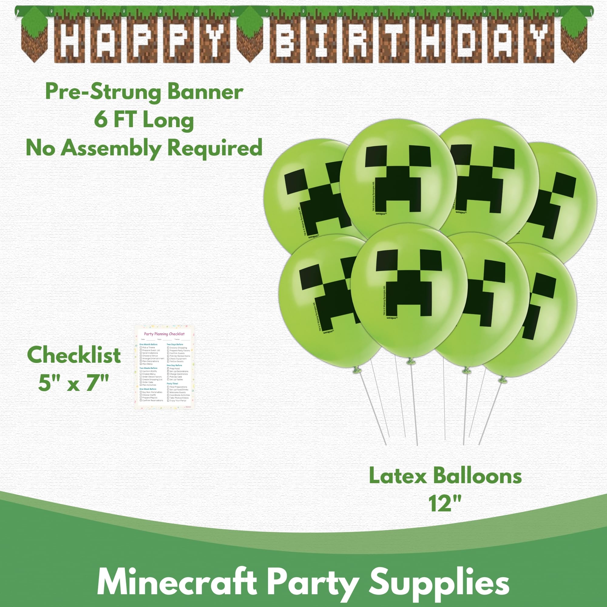 Foto 5 | Paquete De Decoración De Fiesta De Cumpleaños De Minecraft Para 16 Invitados - Venta Internacional.