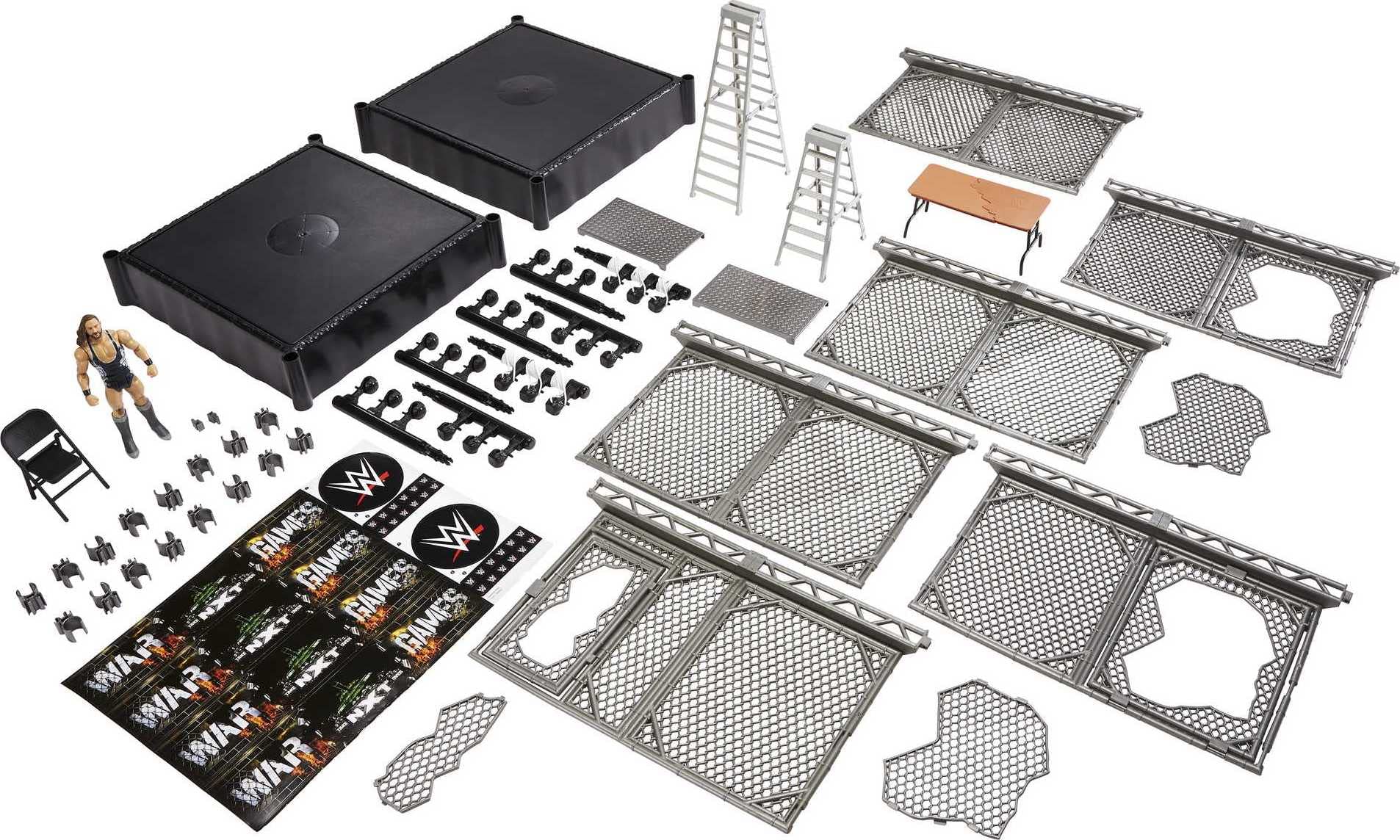 Foto 3 pulgar | Playset Mattel Wwe Nxt Takeover War Games Con 2 Anillos Y Figura - Venta Internacional.