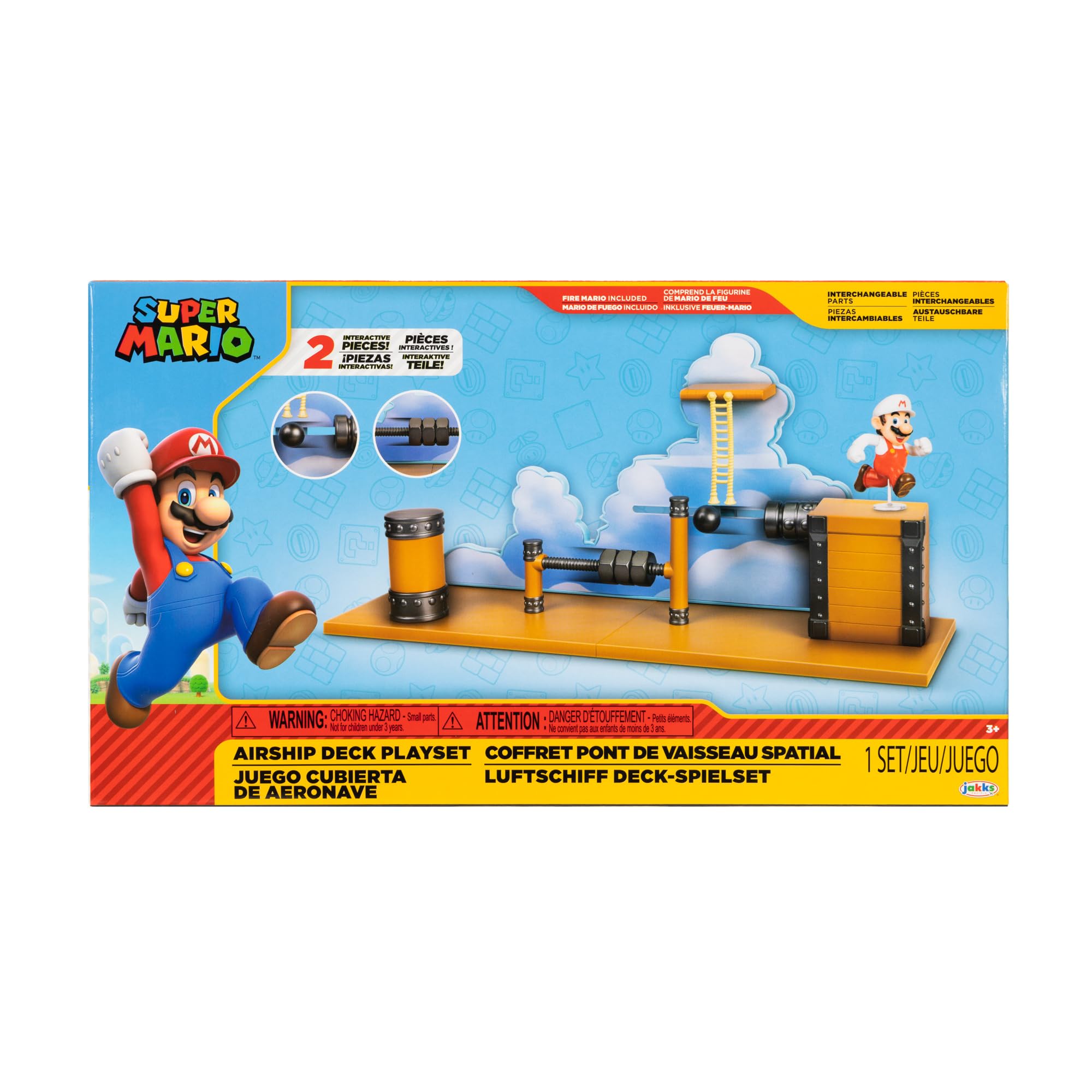 Foto 4 pulgar | Playset Super Mario Deluxe Bowser's Airship Con Fire Mario De 2,5 Pulgadas - Venta Internacional.