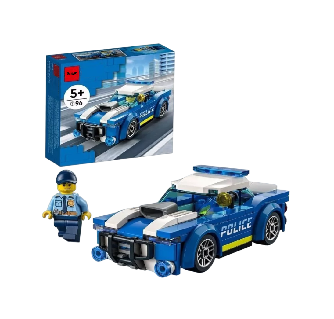 Kit De Construcción Auto De Policía Juguete Belug De 5 Años, Azul