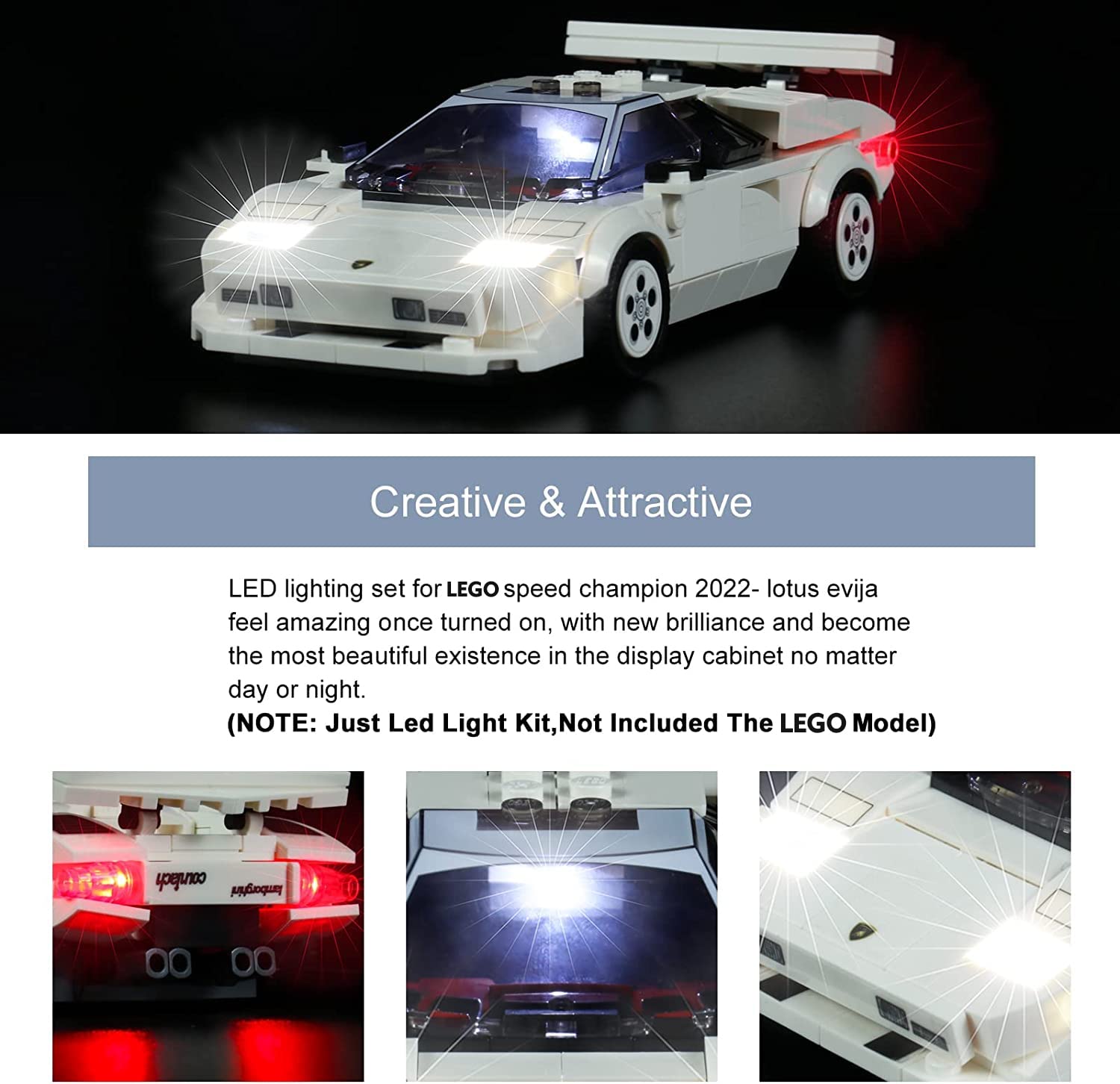 Foto 4 pulgar | Set De Iluminación Led Brickbling Para Lego Speed Champions Lamborghini Countach 76908 - Venta Internacional.