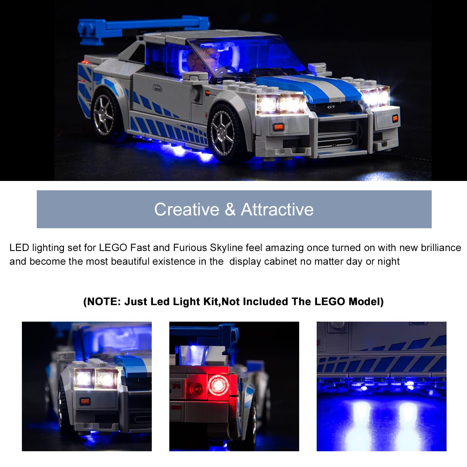 Foto 4 | Kit De Luces Led Brickbling Para Nissan Skyline Gt-r (r34) De Lego Speed Champions - Venta Internacional.