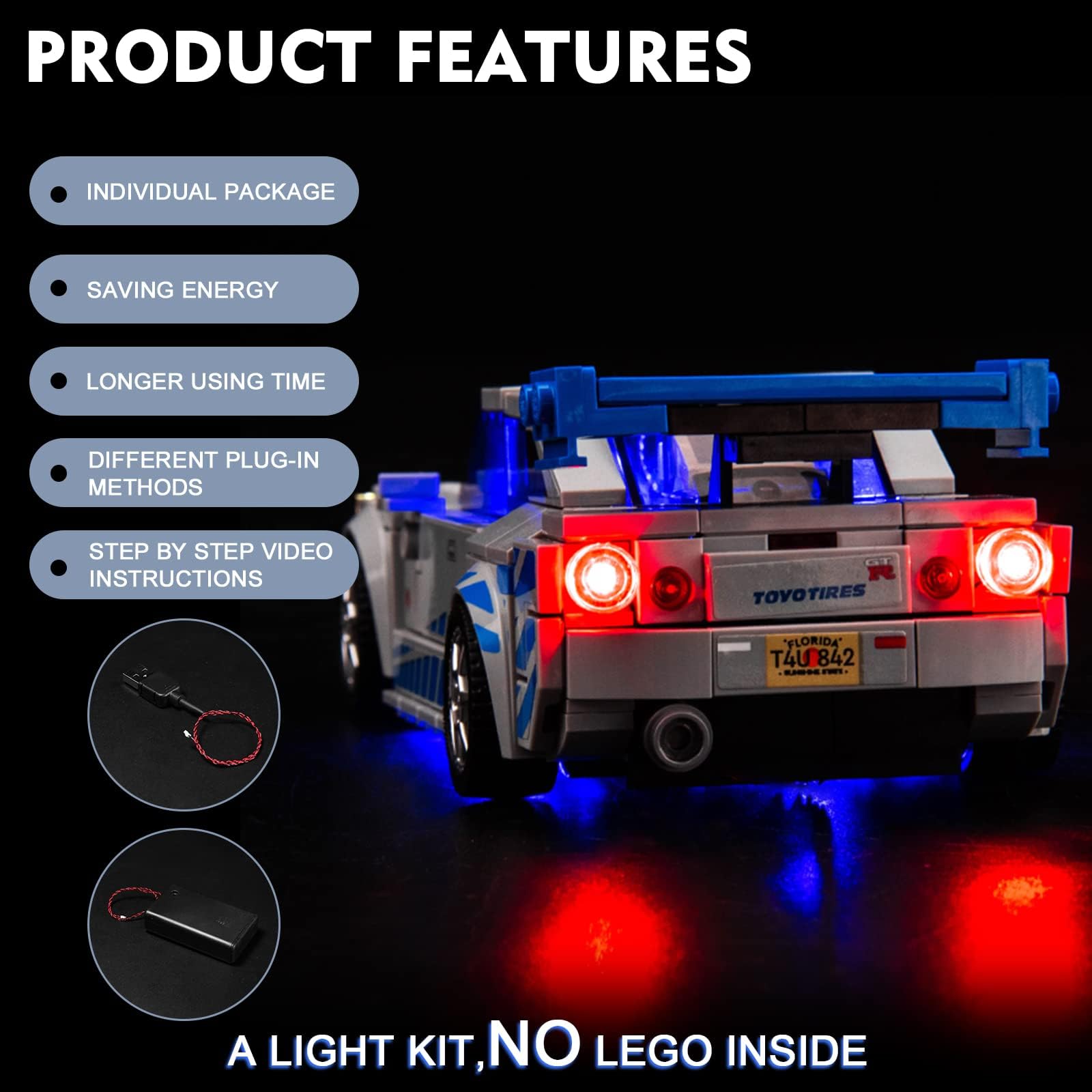 Foto 6 pulgar | Kit De Luces Led Brickbling Para Nissan Skyline Gt-r (r34) De Lego Speed Champions - Venta Internacional.