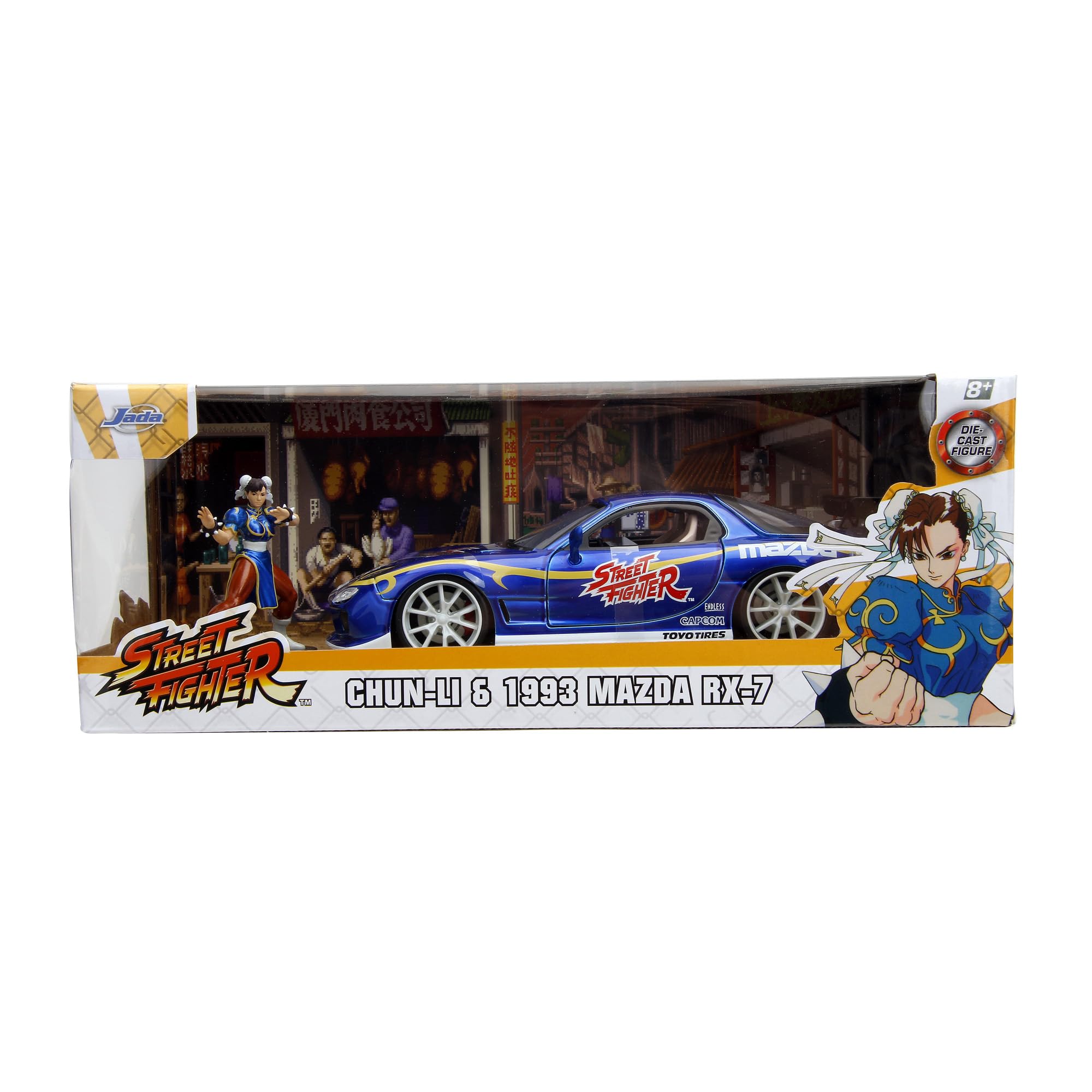 Foto 3 pulgar | Coche Fundido A Presión Jada Toys Street Fighter 1993 Mazda Rx7 1:24 - Venta Internacional.
