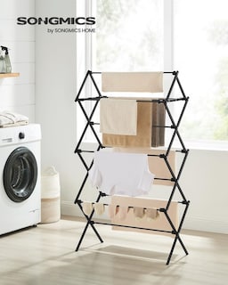 Foto 2 | Songmics Tendedero Plegable, Acero, 14.6×29.5×53.2 in, Fácil Montaje, Interior/exterior, Negro, Ullr770b01.