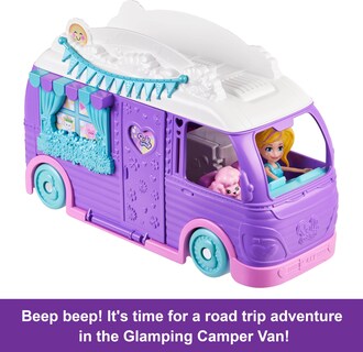 Foto 3 | Autocaravana Playset Polly Pocket Glamping Con Muñeca Y Mascota - Venta Internacional.