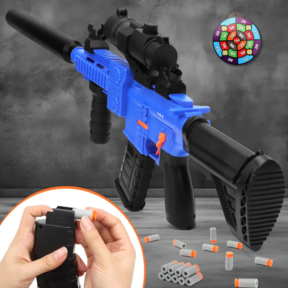 Foto 6 pulgar | Pistola Juguete Recargable 12clip Lab.g  Azul