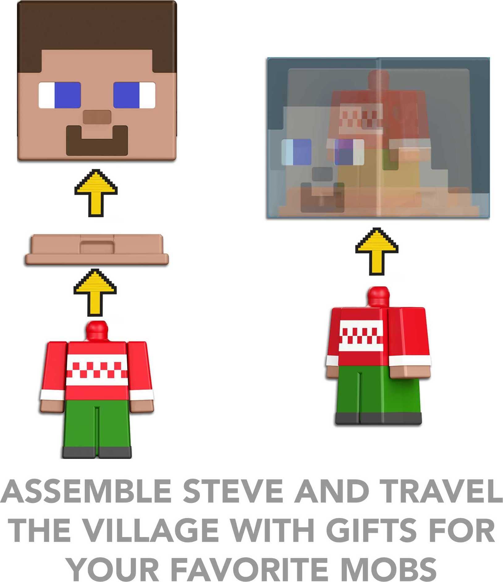 Foto 3 pulgar | Calendario De Adviento Mattel Minecraft Mob Head Minis Con 6 Figuras - Venta Internacional.