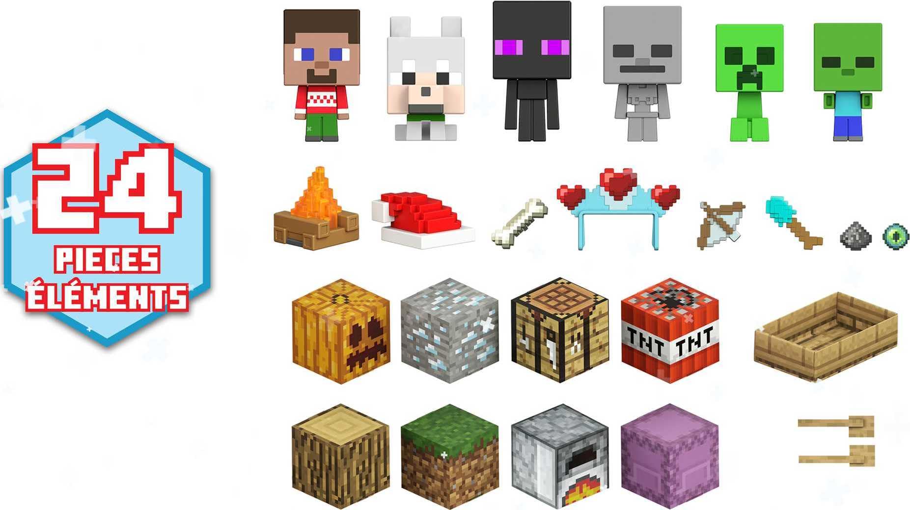 Foto 6 pulgar | Calendario De Adviento Mattel Minecraft Mob Head Minis Con 6 Figuras - Venta Internacional.