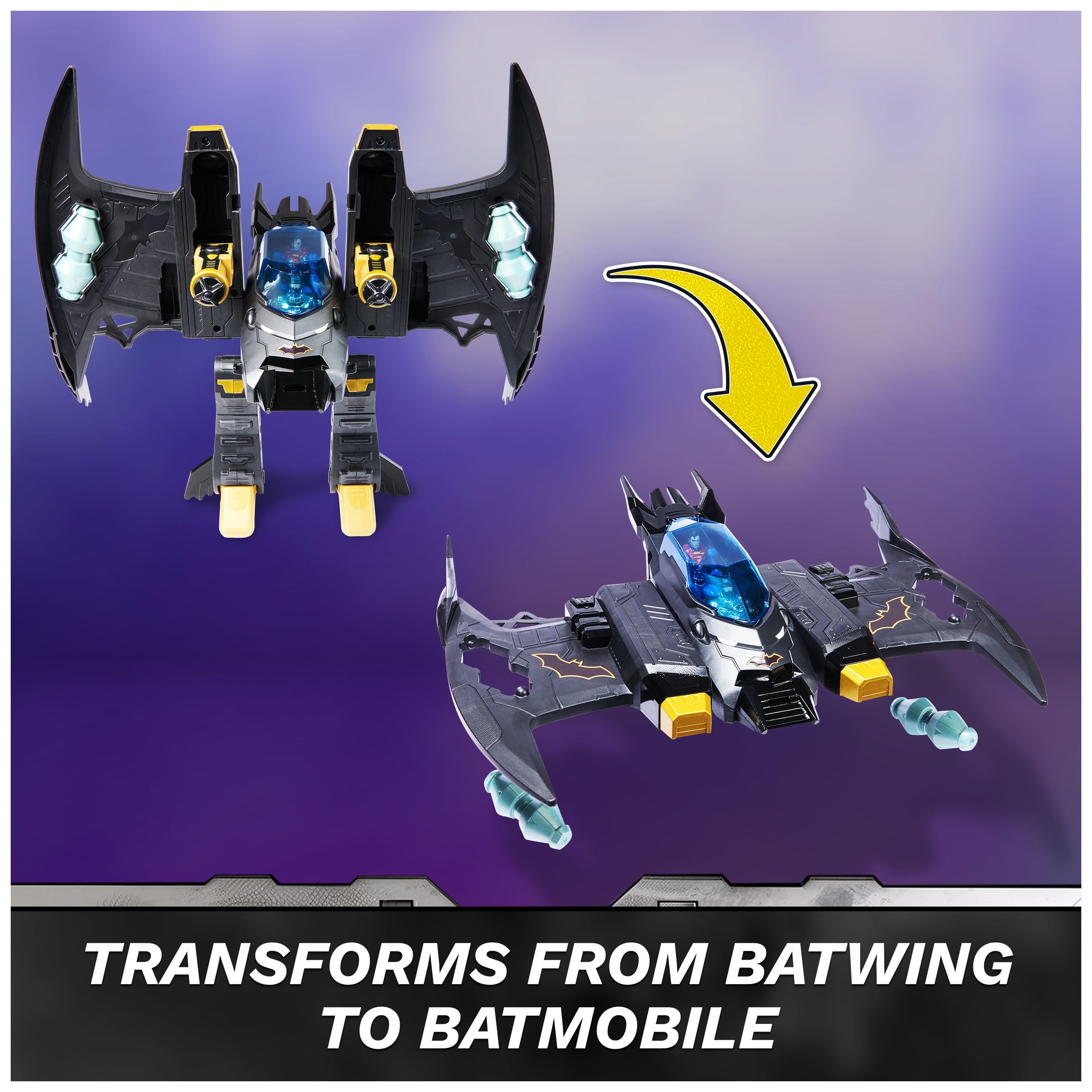 Foto 7 pulgar | Playset Dc Comics Metal Force Transforming Batwing Con Figuras - Venta Internacional.