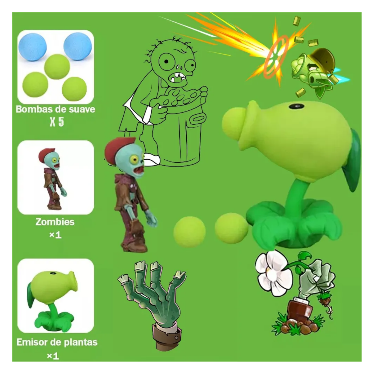 Foto 4 pulgar | Figuras Plantas Vs Zombies Lab.G 2 Piezas