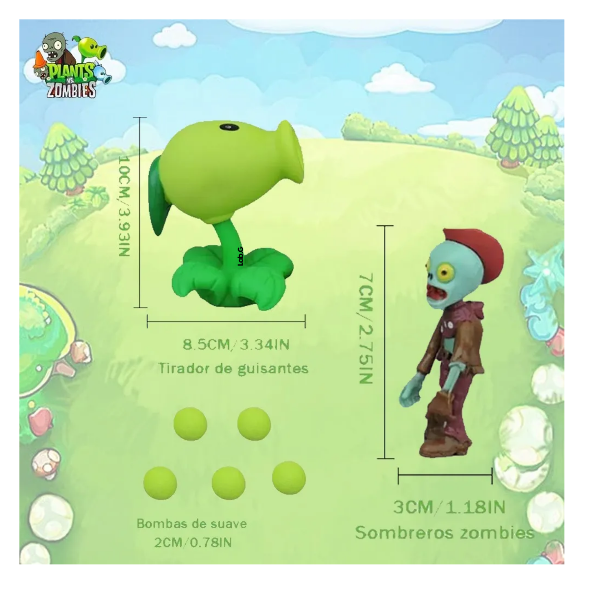Foto 5 pulgar | Figuras Plantas Vs Zombies Lab.G 2 Piezas