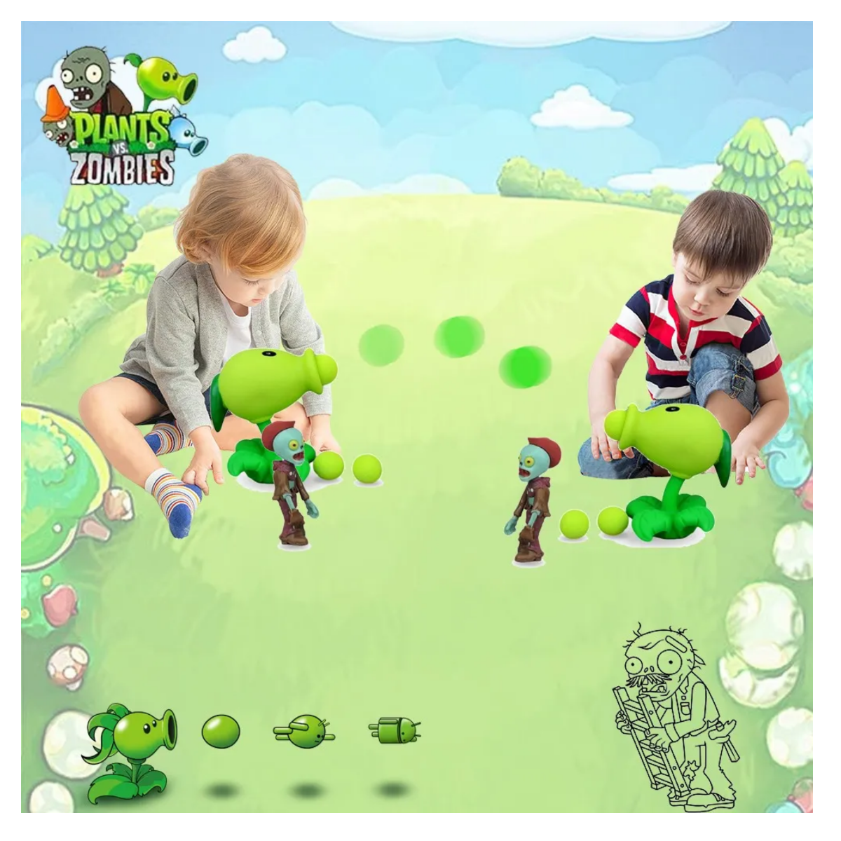 Foto 5 | Figuras Plantas Vs Zombies Lab.G 2 Piezas
