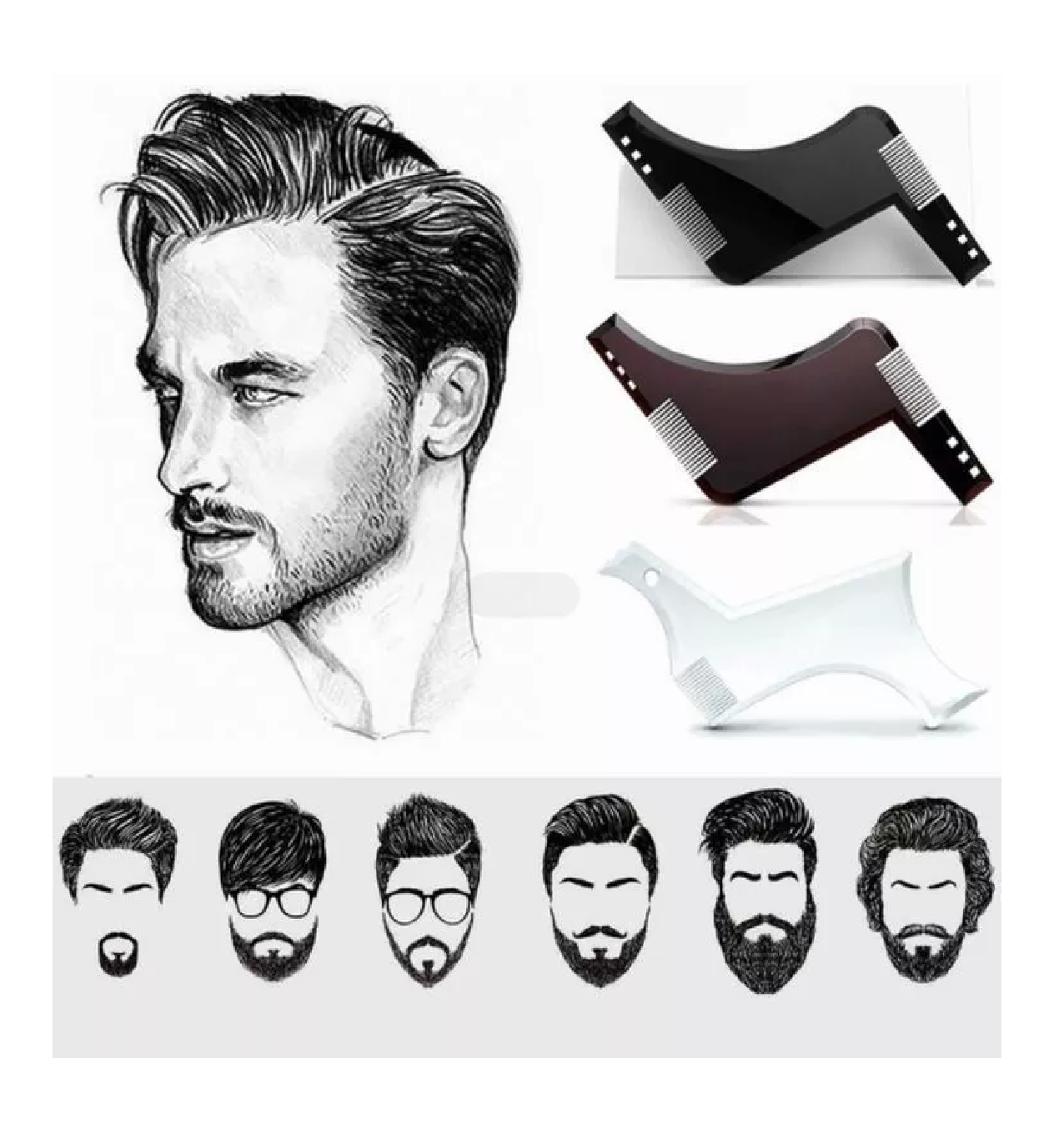 Foto 5 pulgar | Plantilla para Barba BELUG Peine Herramienta de Moldeado más Delantal